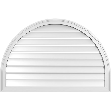Round Top Surface Mount PVC Gable Vent: Functional, W/ 2W X 1-1/2P Brickmould Frame, 42W X 28H